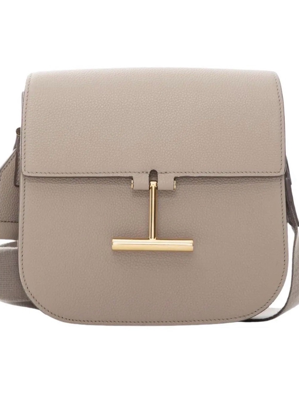 Tom Ford Tara Mini Grain Leather Crossbody Bag Taupe Gold hardware EUC